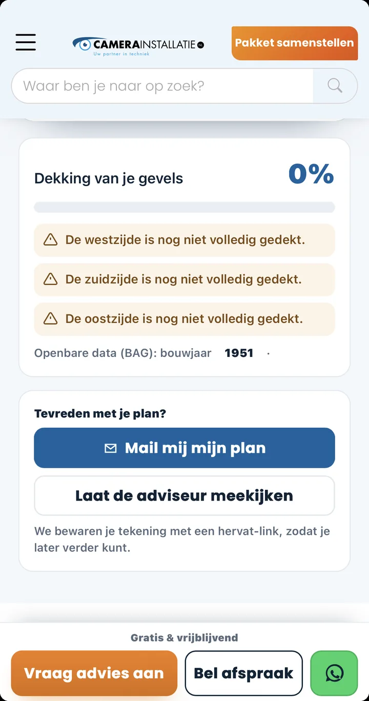 Schermafdruk van de tekentool met dekking en bouwjaar
