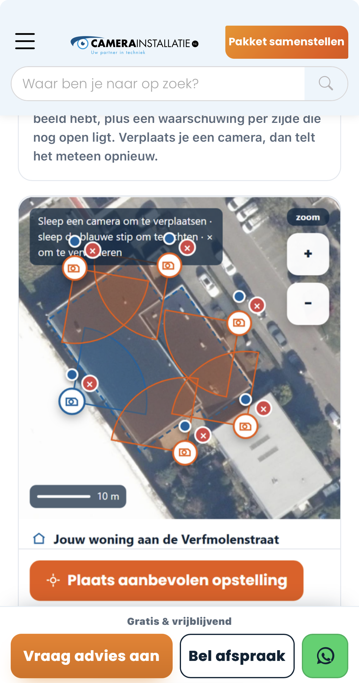 Camerapunten op een plattegrond